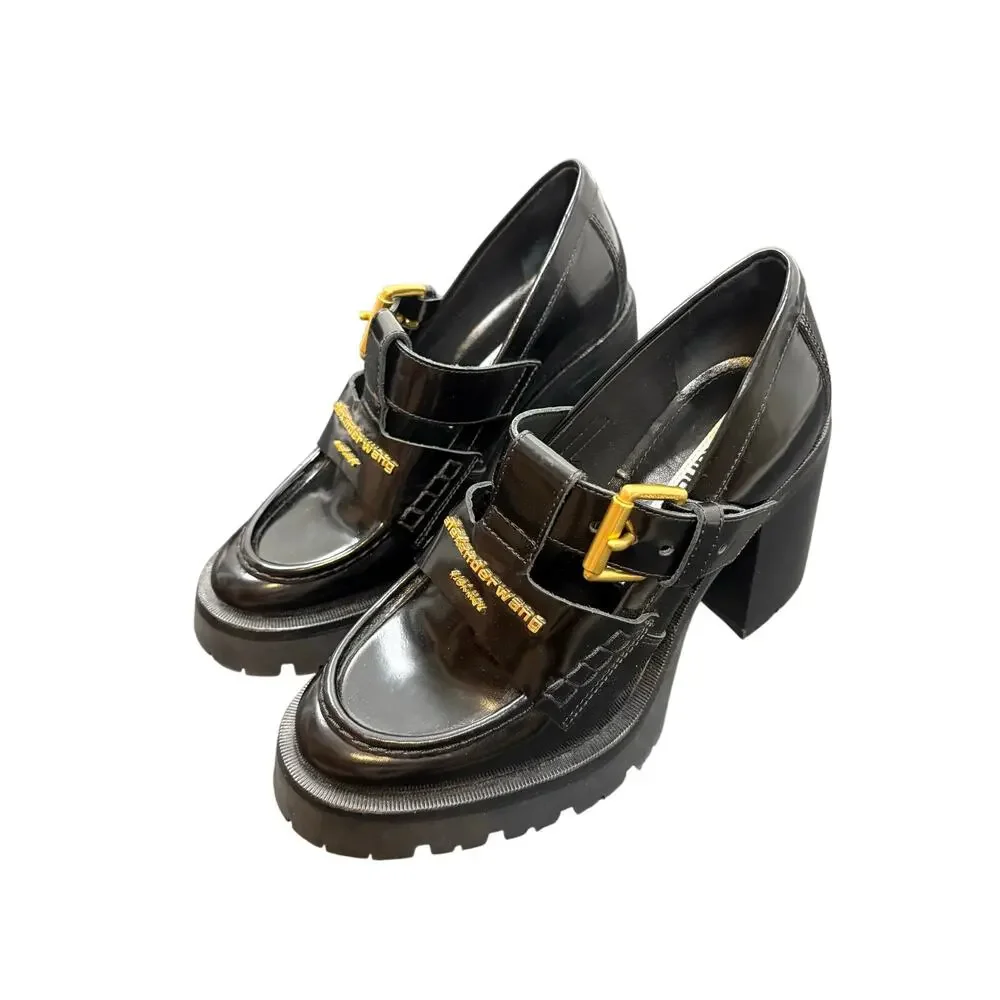 Alexander Wang Carter Platform Chunky Loafer Pump Leather Y2K Fall Statement 7.5